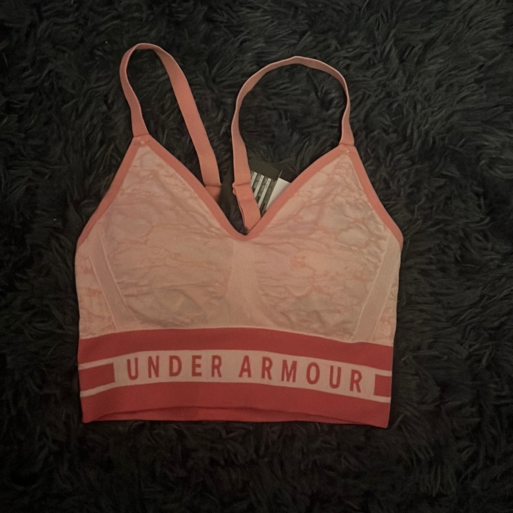 Pink under armour sports bra